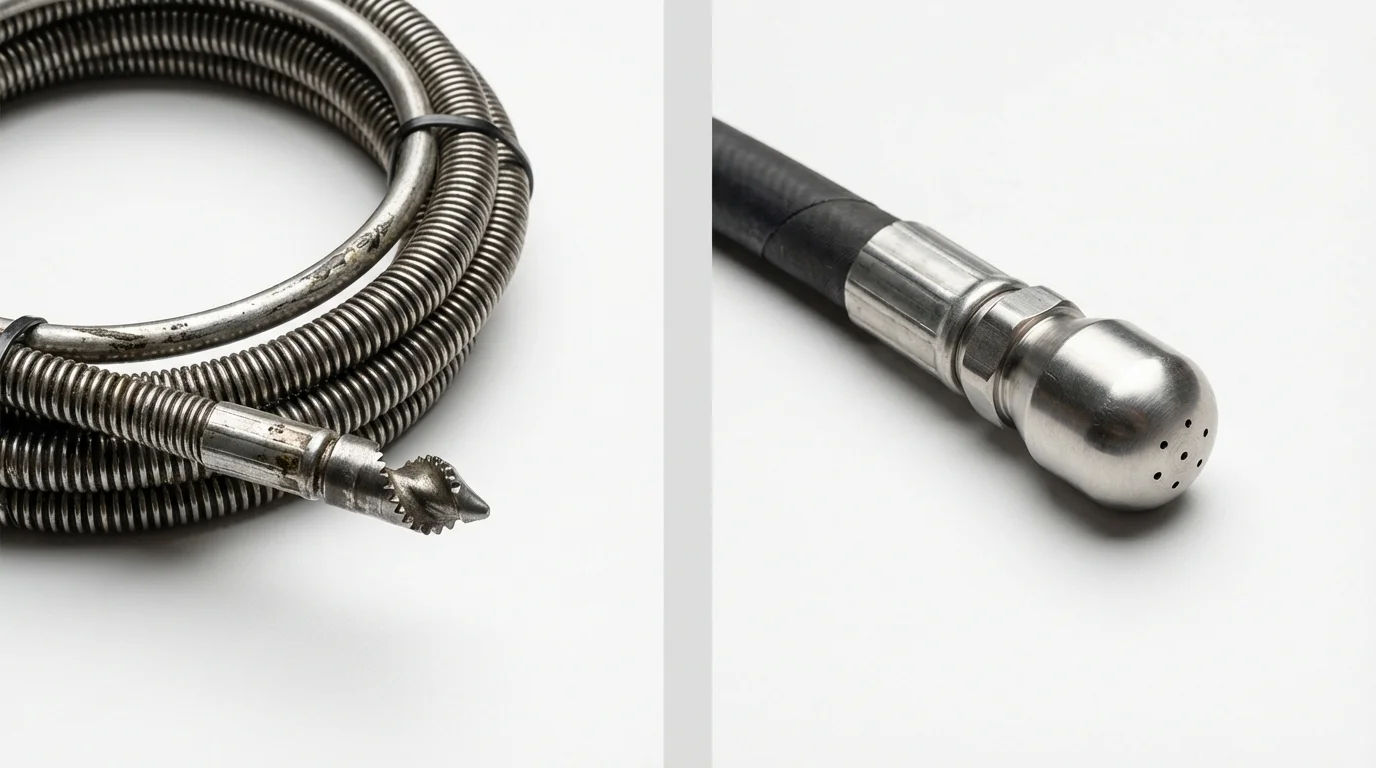 Drain snake cable and hydro jetting nozzle used for drain cleaning in Mechanicsburg, PA